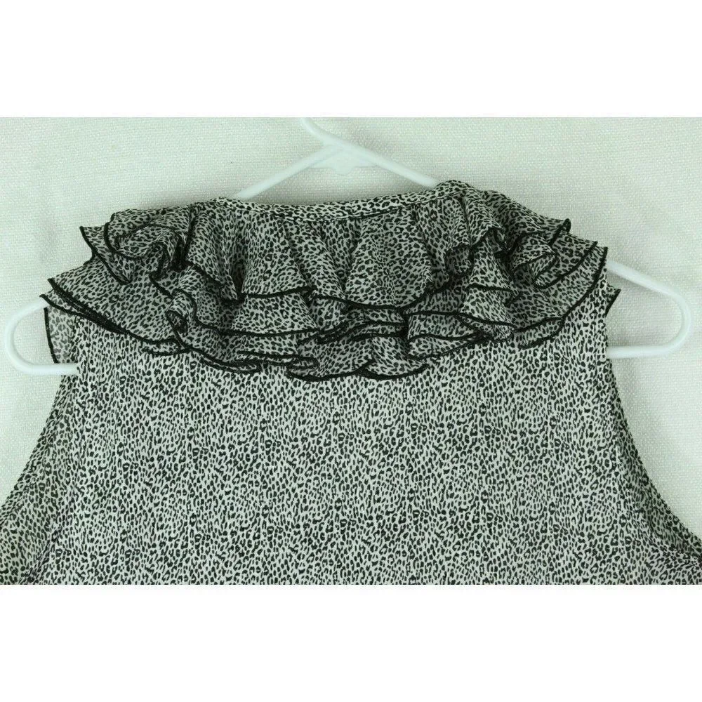 Sioni Top Leopard Print Ruffles Sleeveless Womens small